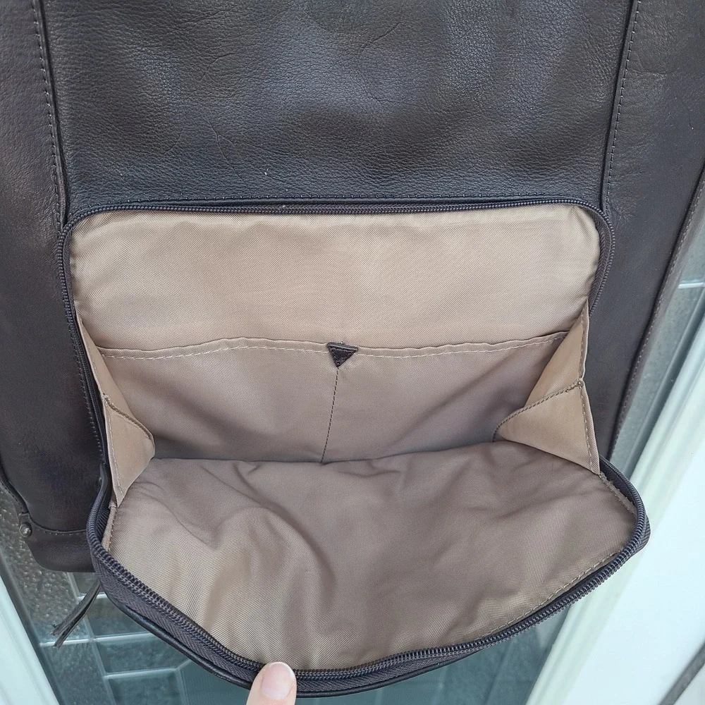 Solo Espresso Brown Leather Shoulder Tote Carry On Bag Travel Work Purse Minimal